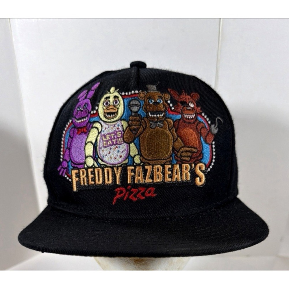 Five Nights At Freddy's Fazbear's Pizza Hat Snapback Black Cap Embroidered